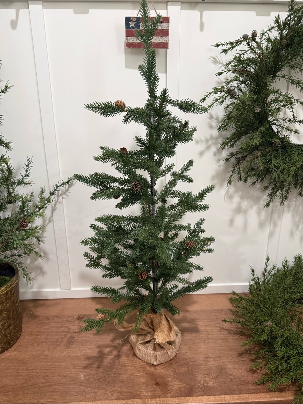 Artificial Green Pine Holiday Tree with Burlap Base